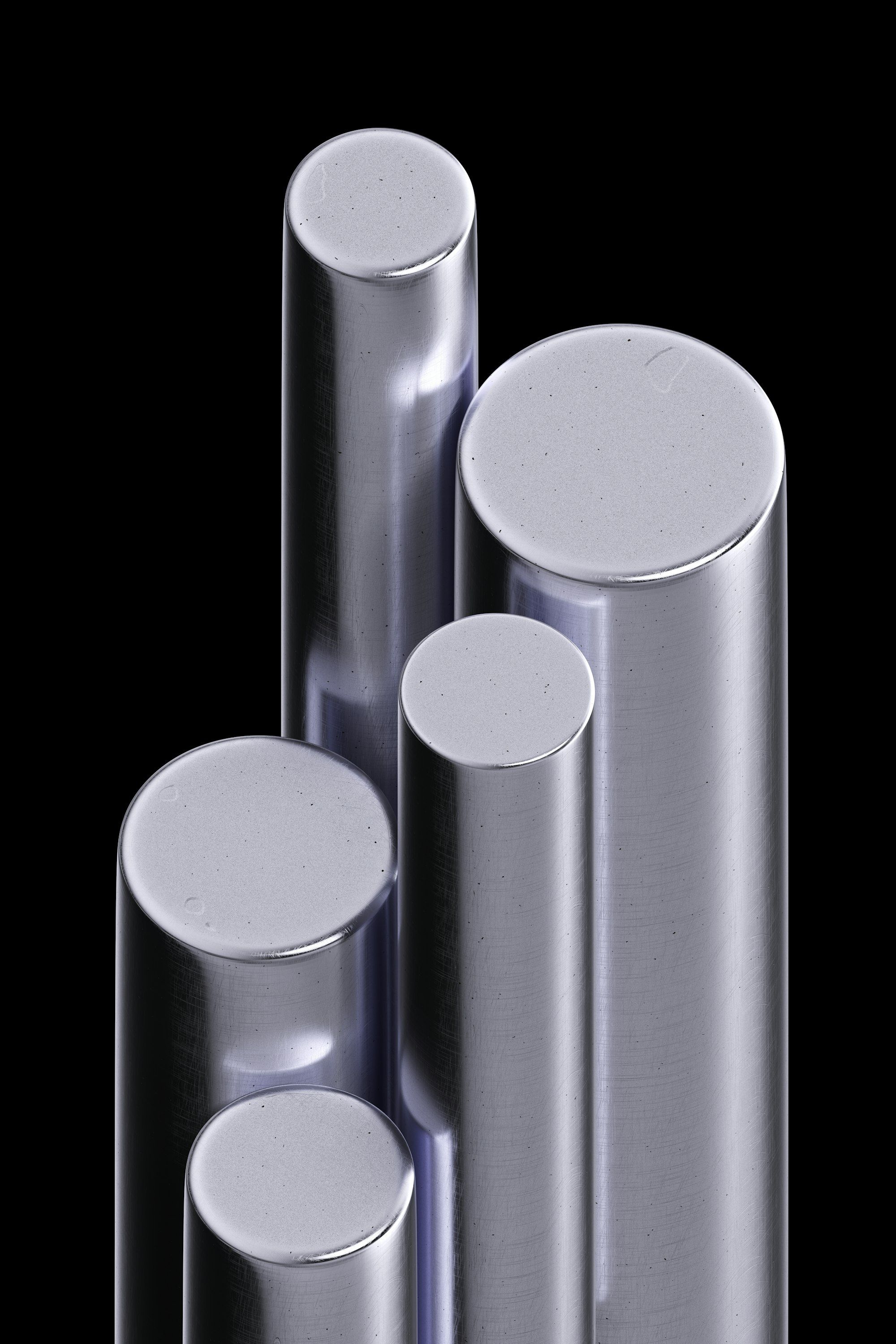 Polished bright steel bars, end faces